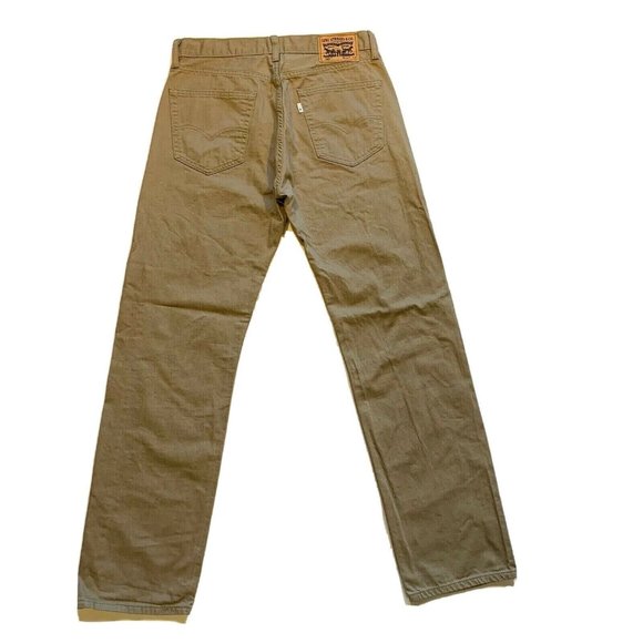 Levi's 505 Jeans Mens 34x34 Regular Fit Straight Leg Khaki Cotton White Tab - Picture 2 of 12